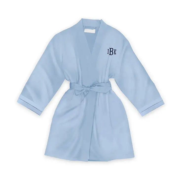 Personalized Junior Bridesmaid Satin Robe With Pockets - Periwinkle / Light Blue