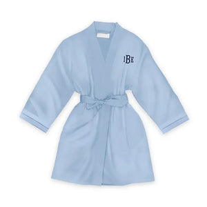 Personalized Junior Bridesmaid Satin Robe With Pockets - Periwinkle / Light Blue