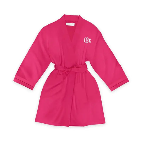 Personalized Junior Bridesmaid Satin Robe With Pockets - Fuchsia