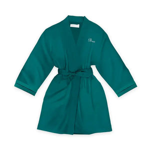 Personalized Junior Bridesmaid Satin Robe With Pockets - Hunter Green