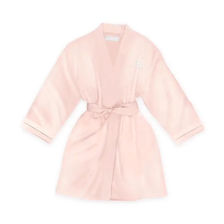 Personalized Junior Bridesmaid Satin Robe With Pockets - Blush Pink