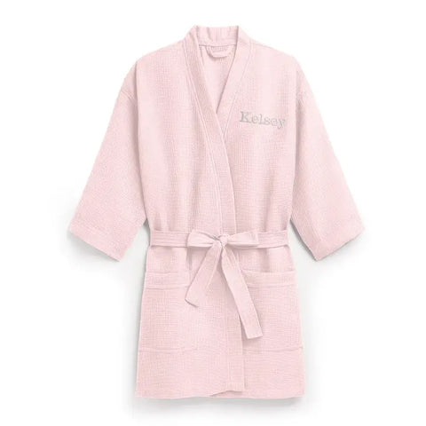 Women's Personalized Embroidered Waffle Knit Robe - Blush Pink