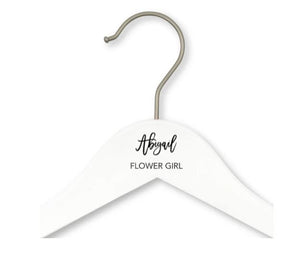 Personalized Wooden Junior Wedding Party Clothes Hanger - Dainty Script