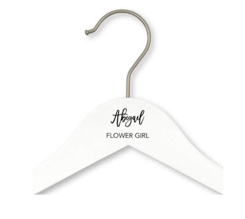 Personalized Wooden Junior Wedding Party Clothes Hanger - Dainty Script