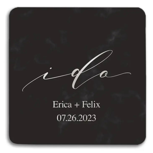 Personalized Marble Paper Coasters - Square - Wedding