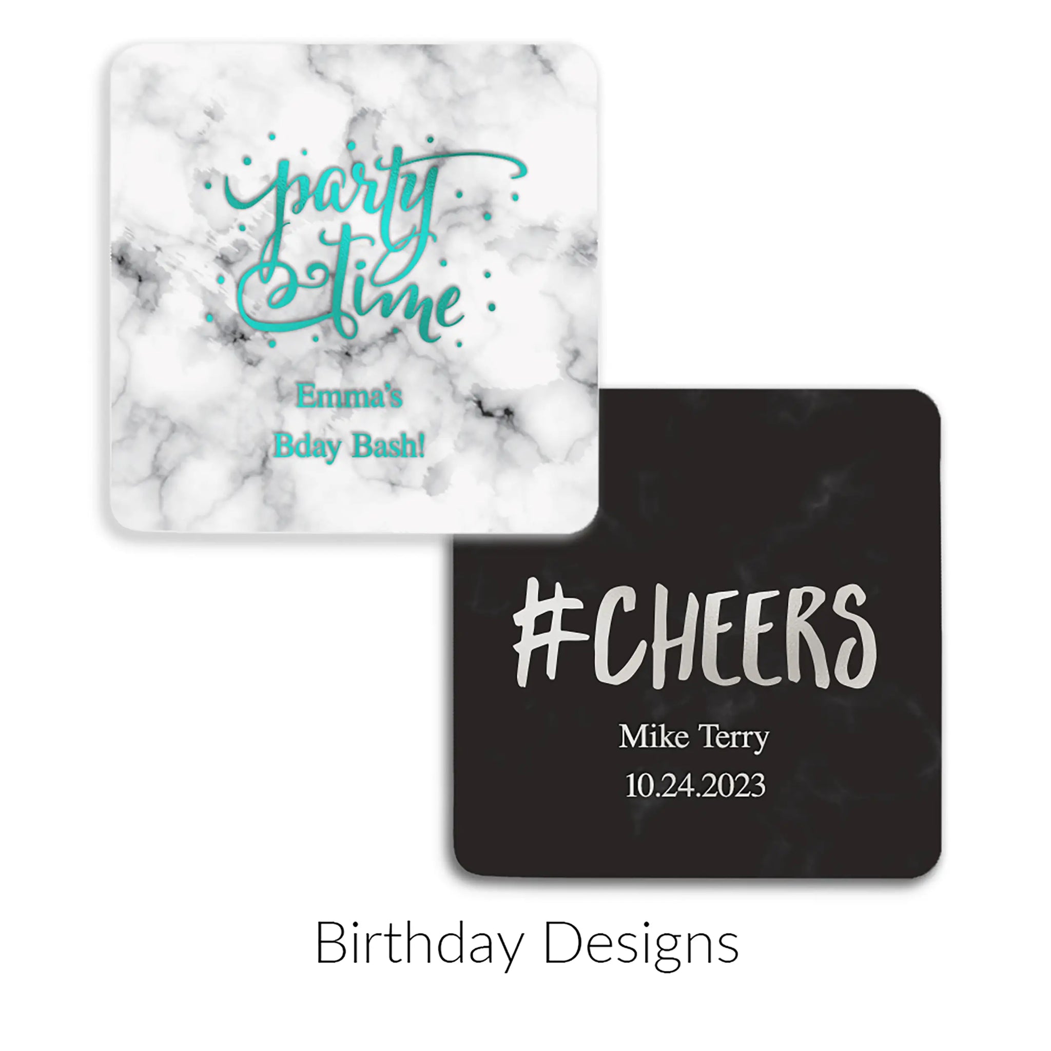 Personalized Marble Paper Coasters - Square - Birthday