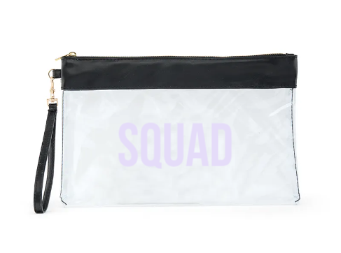 Large Clear Plastic Makeup Bag - Squad