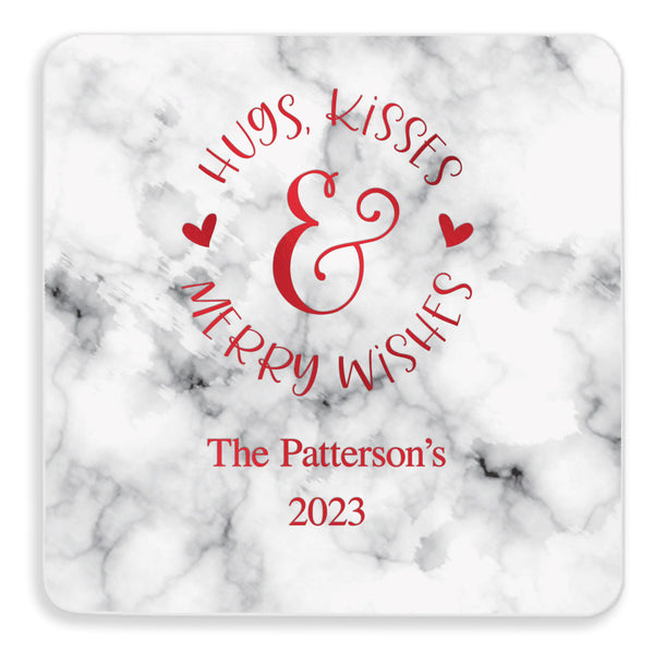 Personalized Marble Paper Coasters - Square - Holiday