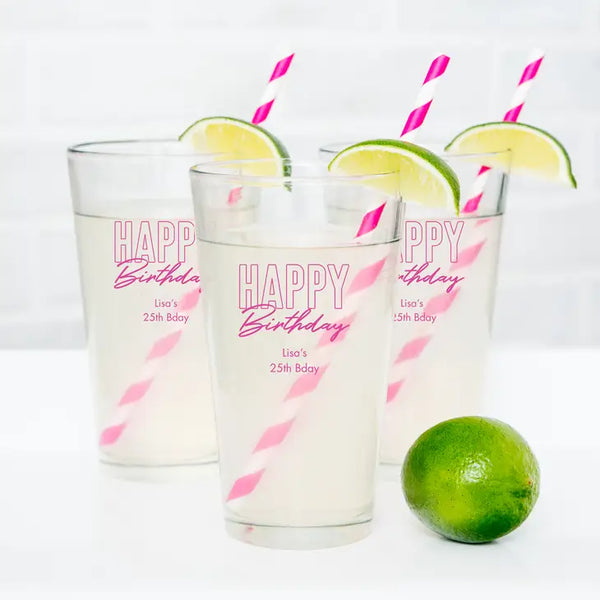 Personalised 16 oz. Pint Glass Favour - Birthday | More Occasions