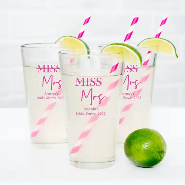 Personalised 16 oz. Pint Glass Wedding Favour - Bridal Shower | More Occasions