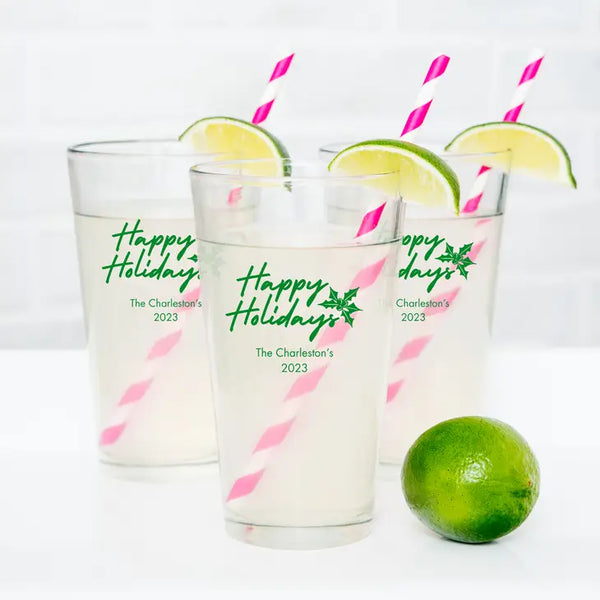 Personalised 16 oz. Pint Glass Favour - Holiday | More Occasions