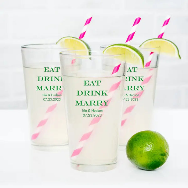 Personalized 16 oz. Pint Glass Wedding Favour - Trendy Sayings | More Designs