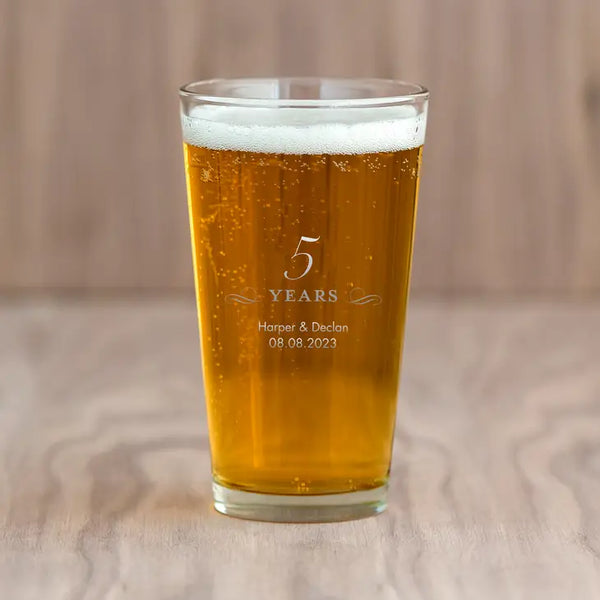 Personalised 16 oz. Pint Glass Favour - Anniversary | More Occasions