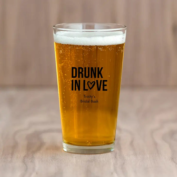 Personalised 16 oz. Pint Glass Wedding Favour - Bridal Shower | More Occasions