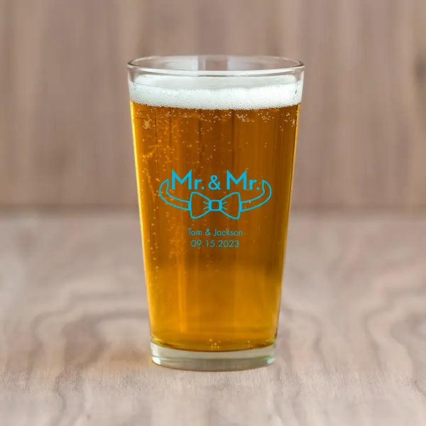 Personalised 16 oz. Pint Glass Wedding Favor - LGBTQ+ | More Designs