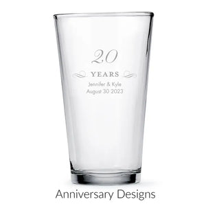 Personalised 16 oz. Pint Glass Favour - Anniversary | More Occasions