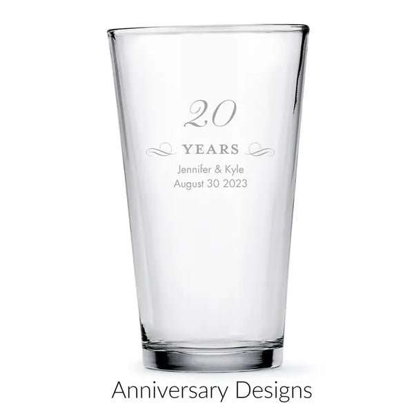 Personalised 16 oz. Pint Glass Favour - Anniversary | More Occasions