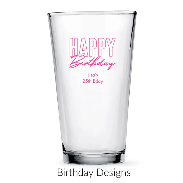 Personalised 16 oz. Pint Glass Favour - Birthday | More Occasions