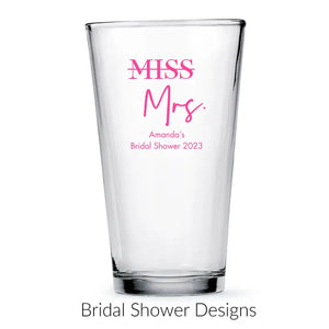 Personalised 16 oz. Pint Glass Wedding Favour - Bridal Shower | More Occasions