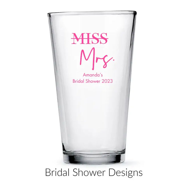 Personalised 16 oz. Pint Glass Wedding Favour - Bridal Shower | More Occasions