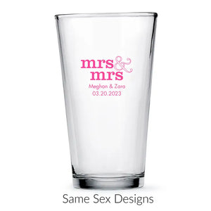 Personalised 16 oz. Pint Glass Wedding Favor - LGBTQ+ | More Designs