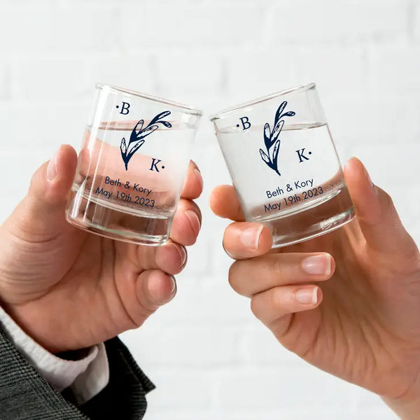 Custom Printed 2.75 oz. Clear Shot Glass Wedding Favour - Monograms | More Designs