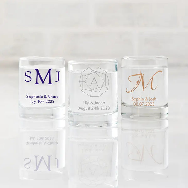 Custom Printed 2.75 oz. Clear Shot Glass Wedding Favour - Monograms | More Designs