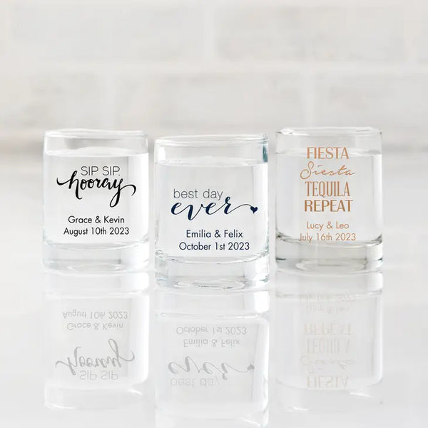 Custom Printed 2.75 oz. Clear Shot Glass Wedding Favour - Trendy Sayings | More Designs