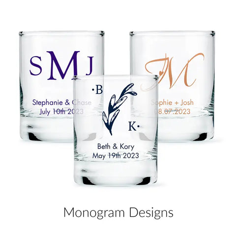 Custom Printed 2.75 oz. Clear Shot Glass Wedding Favour - Monograms | More Designs