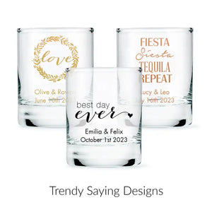 Custom Printed 2.75 oz. Clear Shot Glass Wedding Favour - Trendy Sayings | More Designs