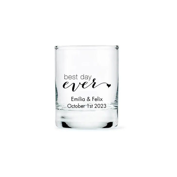 Custom Printed 2.75 oz. Clear Shot Glass Wedding Favour - Trendy Sayings | More Designs