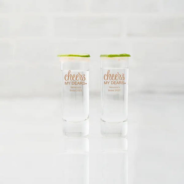 Custom Printed 2.5 oz. Tall Shot Glass Wedding Favor - Bridal Shower | + More Occasions