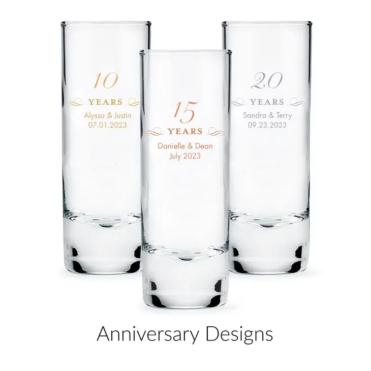 Custom Printed 2.5 oz. Tall Shot Glass Favor - Anniversary | + More Occasions