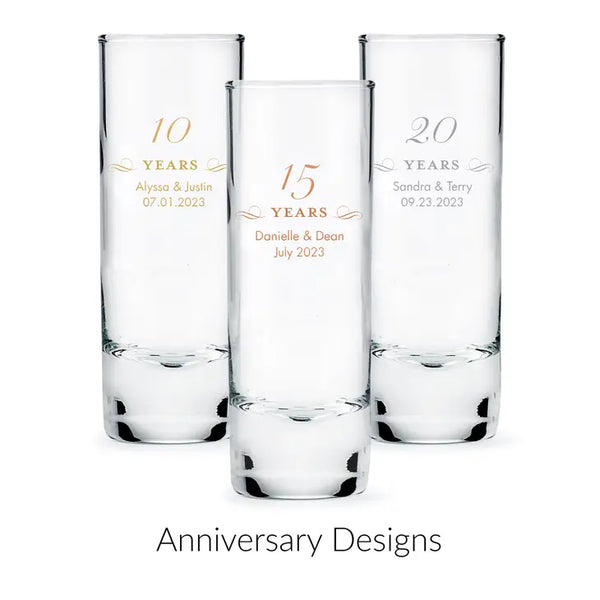 Custom Printed 2.5 oz. Tall Shot Glass Favor - Anniversary | + More Occasions