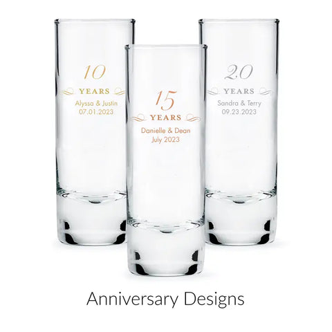 Custom Printed 2.5 oz. Tall Shot Glass Favor - Anniversary | + More Occasions