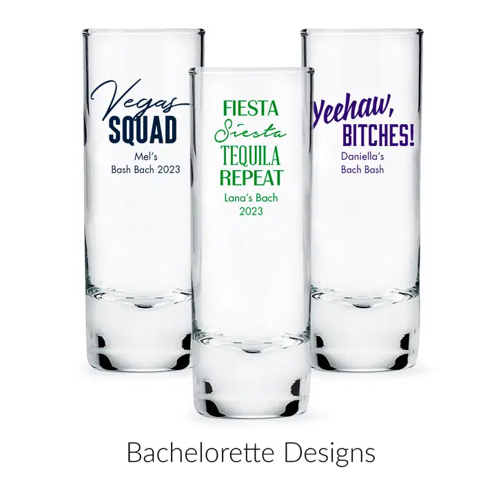 Custom Printed 2.5 oz. Tall Shot Glass Wedding Favor - Bachelorette | + More Occasions