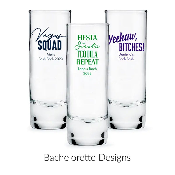 Custom Printed 2.5 oz. Tall Shot Glass Wedding Favor - Bachelorette | + More Occasions