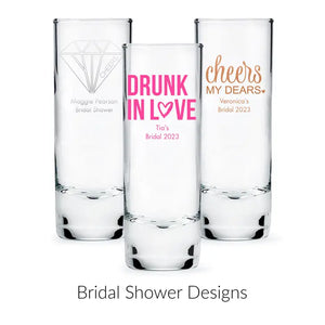 Custom Printed 2.5 oz. Tall Shot Glass Wedding Favor - Bridal Shower | + More Occasions