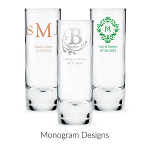 Custom Printed 2.5 oz. Tall Shot Glass Wedding Favor - Monograms | + More Designs