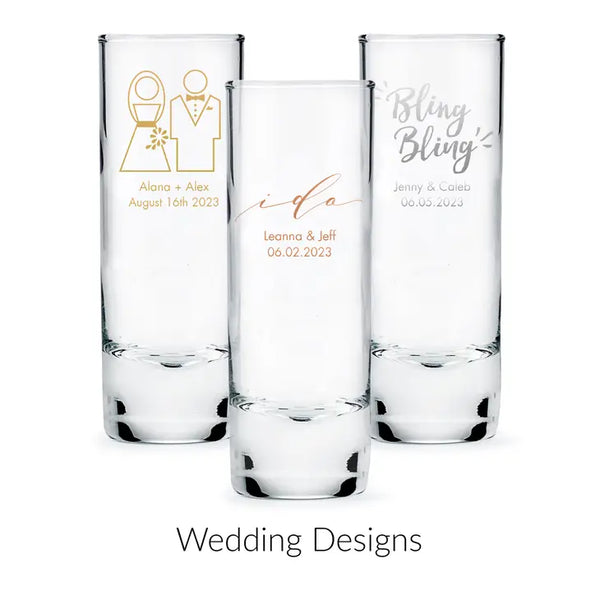 Custom Printed 2.5 oz. Tall Shot Glass Wedding Favor - Wedding | + More Occasions