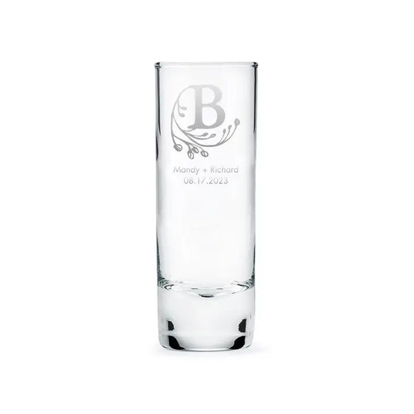 Custom Printed 2.5 oz. Tall Shot Glass Wedding Favor - Monograms | + More Designs