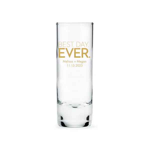 Custom Printed 2.5 oz. Tall Shot Glass Wedding Favor - Same Sex | + More Designs