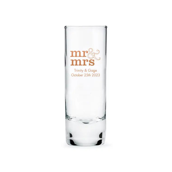 Custom Printed 2.5 oz. Tall Shot Glass Wedding Favor - Trendy Sayings | + More Designs