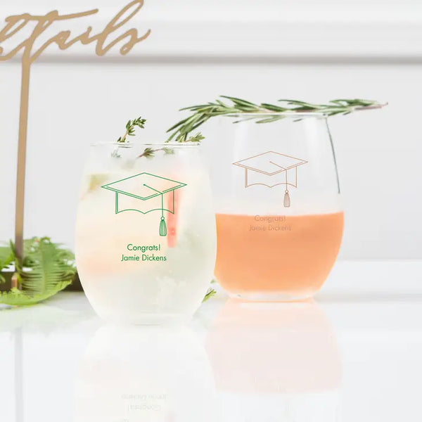 Personalized 9 oz. Stemless Wine Glass Favor - More Occasions