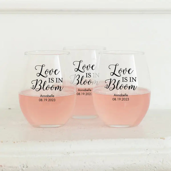 Personalised 9 oz. Stemless Wine Glass Favour - Baby Shower | More Occasions