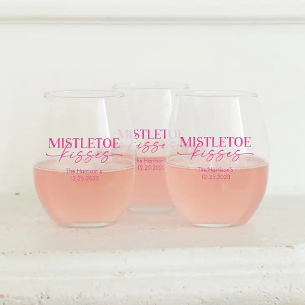 Personalised 9 oz. Stemless Wine Glass Favour - Holiday | More Occasions