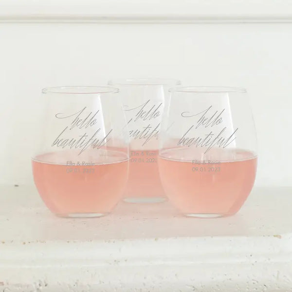 Personalised 9 oz. Stemless Wine Glass Wedding Favor - LGBTQ+ | More Designs