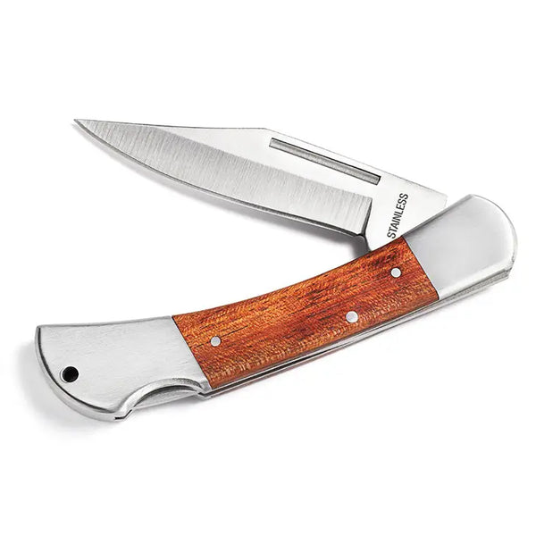 Personalized Wood Handled Locking Blade Pocket Knife - Monogram