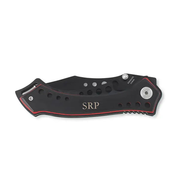 Personalized Black Pocket Knife - Monogram Engraved