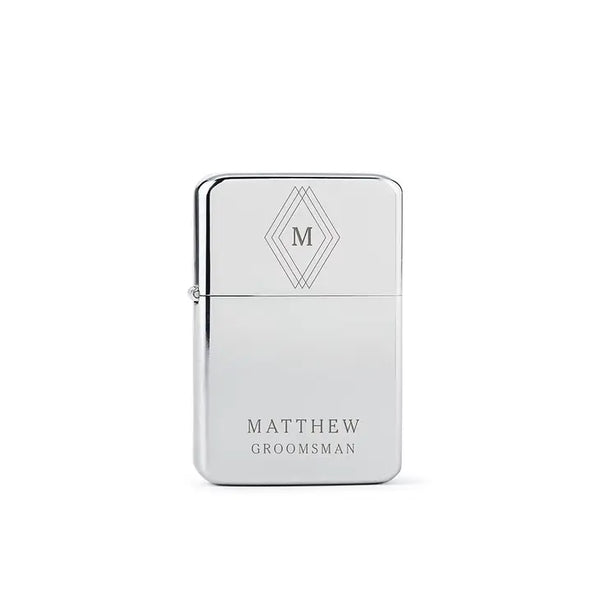 Custom Engraved Classic Metal Windproof Lighter - Diamond Emblem Monogram